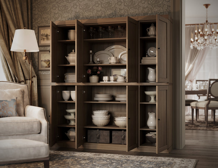 Premium 100% Solid European Oak Hardwood Modular Dining Room Cabinet with Shaker Doors – 64" Wide, 71.5" Tall