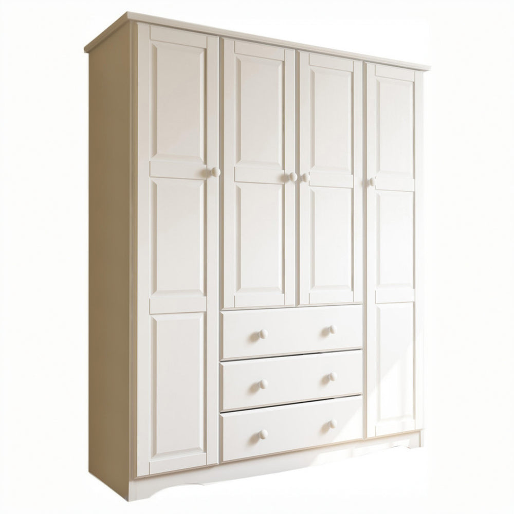 100% Solid Wood 4-Door Wardrobe Armoire, Bedroom Closet Storage - Family Collection