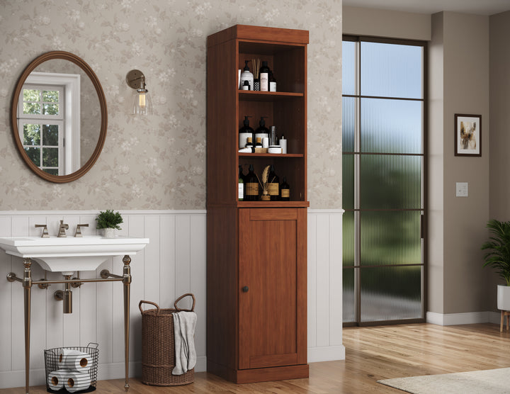100% Solid Wood 16.5" Tall Bathroom Storage Cabinet , Shaker Door, Adjustable Shelves