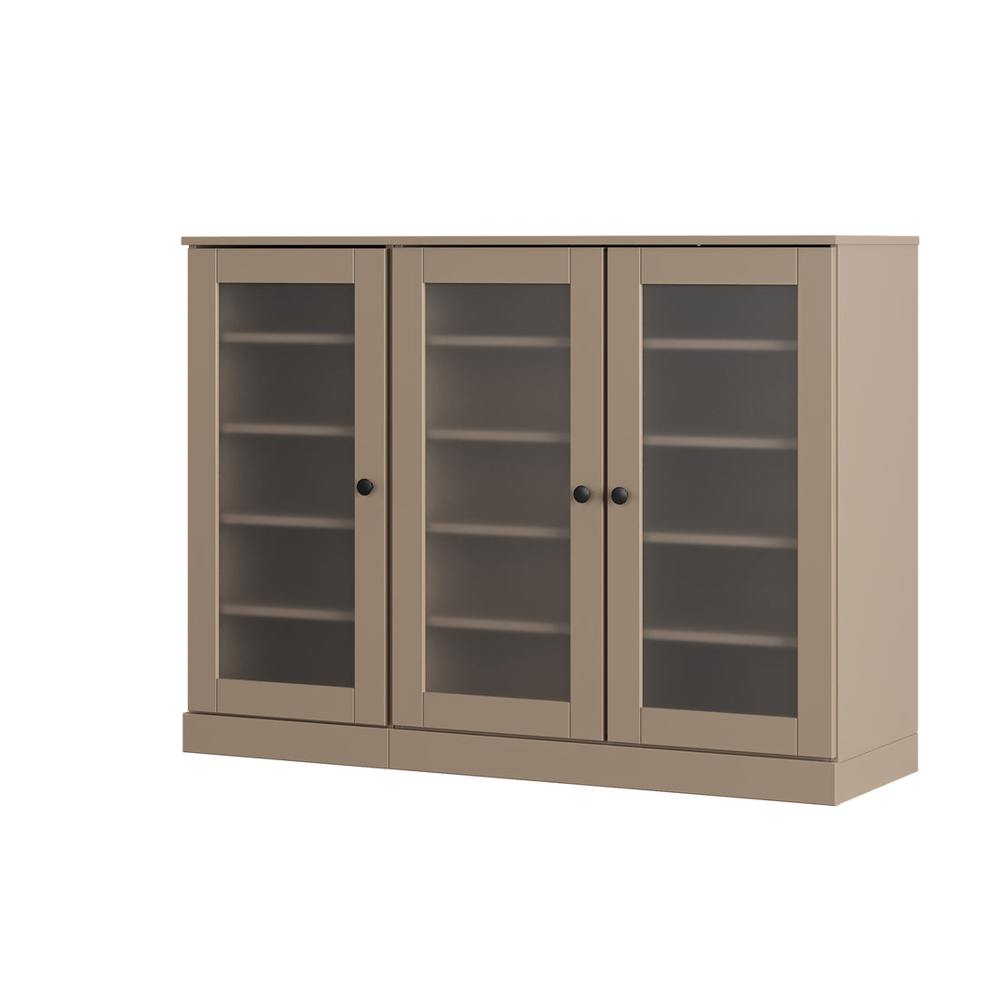 100% Solid Wood Frosted Glass Door Shoe Storage Cabinet, Adjustable Shelves, Space Saving Modular Entryway Organizer, 48.5" W x 35.75" H