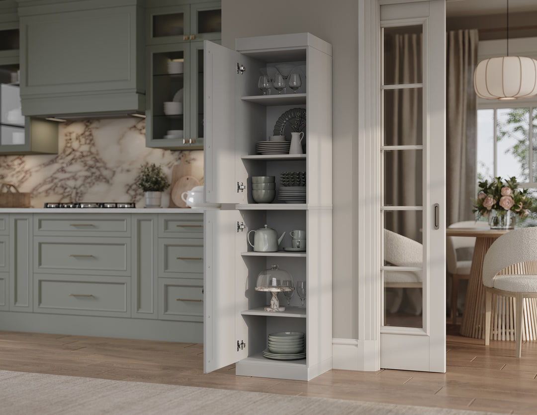 100% Solid Wood Kitchen Pantry Cabinet, Tall Freestanding Modular Storage with Raised Panel Doors, Adjustable Shelves, 16.5" W x 71.5" H