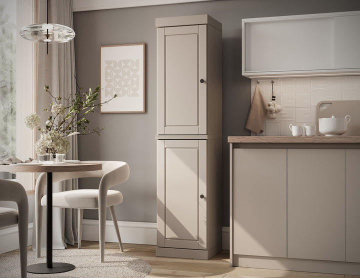 100% Solid Wood 16.5" Pantry Cabinet, 2 Raised Panel Wood Doors