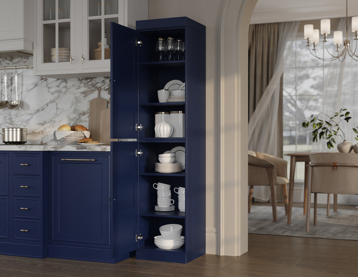 100% Solid Wood 16.5" Pantry Cabinet, 2 Shaker Wood Doors