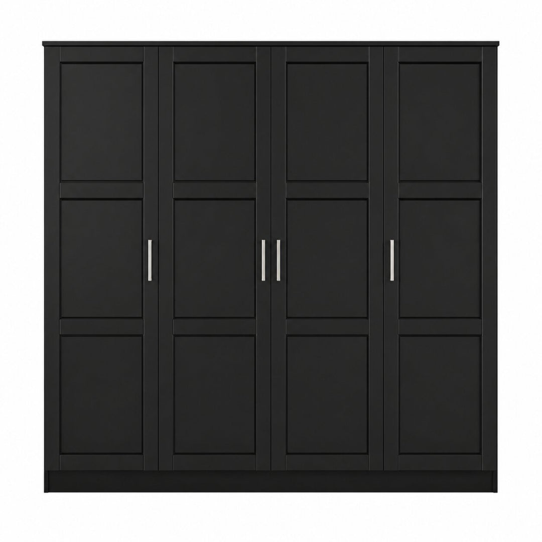 100% Solid Wood 4-Door Wardrobe Armoire with Raised Panel Doors, Bedroom Closet Storage - Cosmo Collection