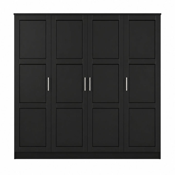 100% Solid Wood 4-Door Wardrobe Armoire with Raised Panel Doors, Bedroom Closet Storage - Cosmo Collection