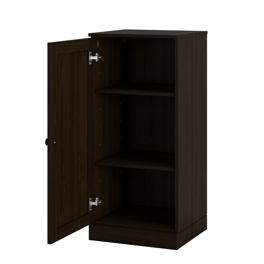 100% Solid Wood Freestanding Bathroom Linen Storage Cabinet with Shaker Door, Adjustable Shelves, 16.5" W x 35.75" H