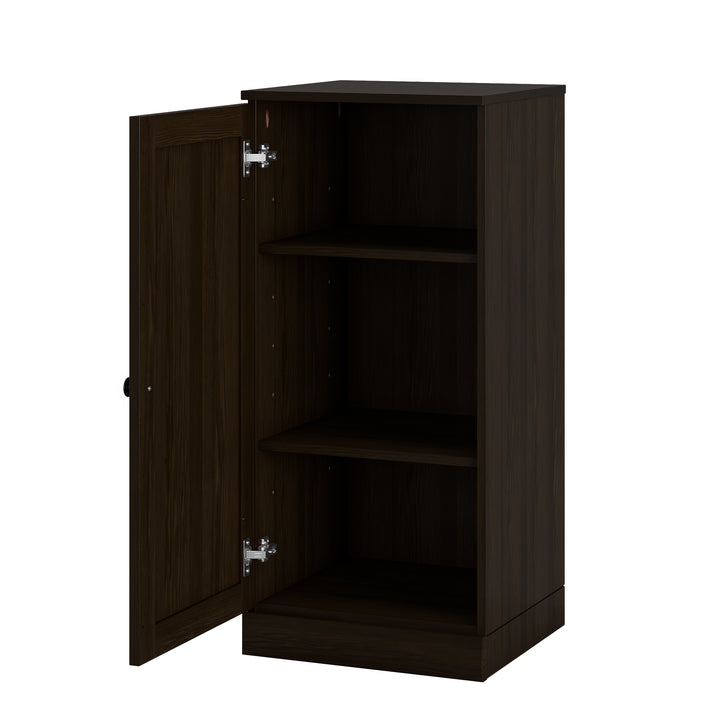 100% Solid Wood Freestanding Bathroom Linen Storage Cabinet with Shaker Door, Adjustable Shelves, 16.5" W x 35.75" H