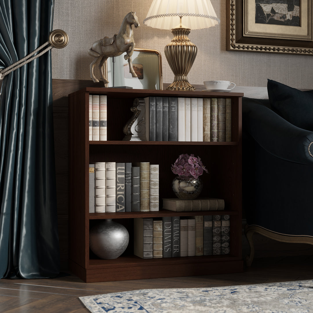 Premium 100% Solid European Oak Hardwood 3-Shelf Modular Bookcase – 32" Wide, 35.75" Tall