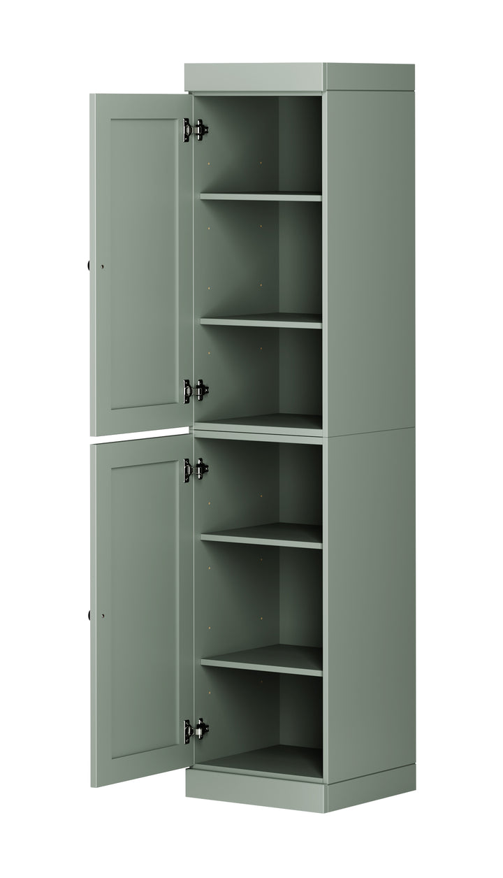 100% Solid Wood 16.5" Pantry Cabinet, 2 Shaker Wood Doors