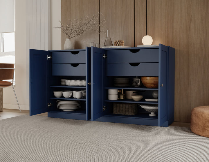 100% Solid Brazilian Pine Wood 64" Sideboard with Shaker Doors, 4-Drawers and Adjustable Shelves