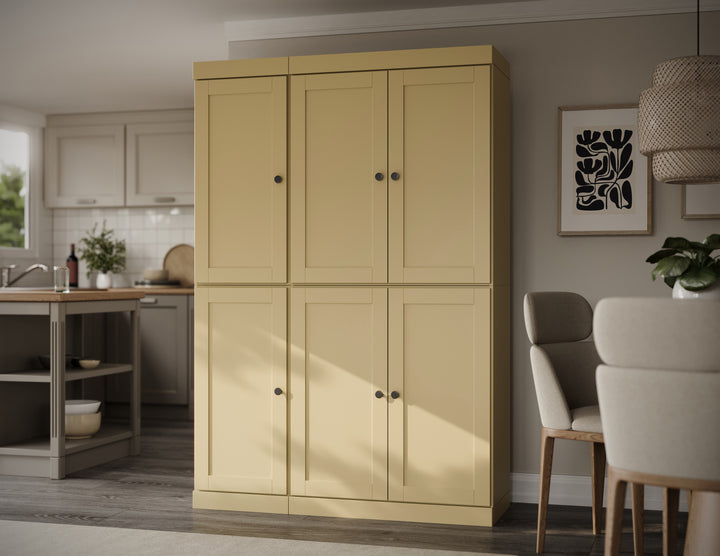 100% Solid Wood 48.5" Pantry Cabinet, Shaker Wood Doors