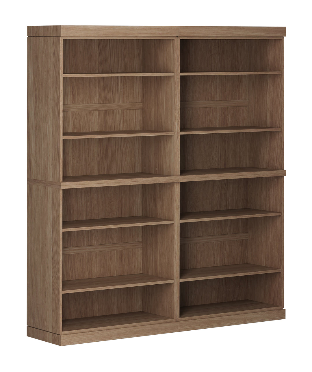 Premium 100% Solid European Oak Hardwood 12-Shelf Modular Bookcase – 64" Wide, 71.5" Tall