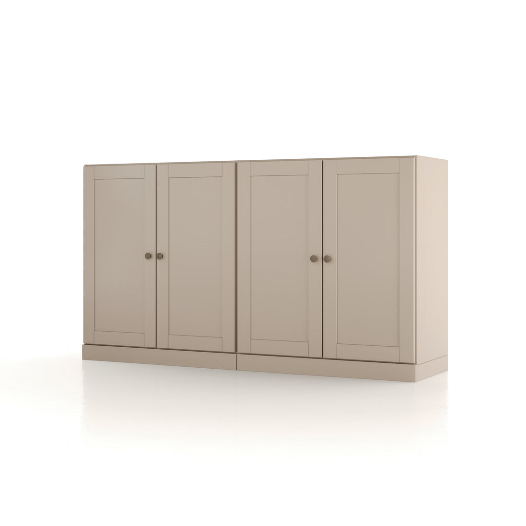 100% Solid Brazilian Pine Wood 64" Sideboard with Shaker Doors, 4-Drawers and Adjustable Shelves