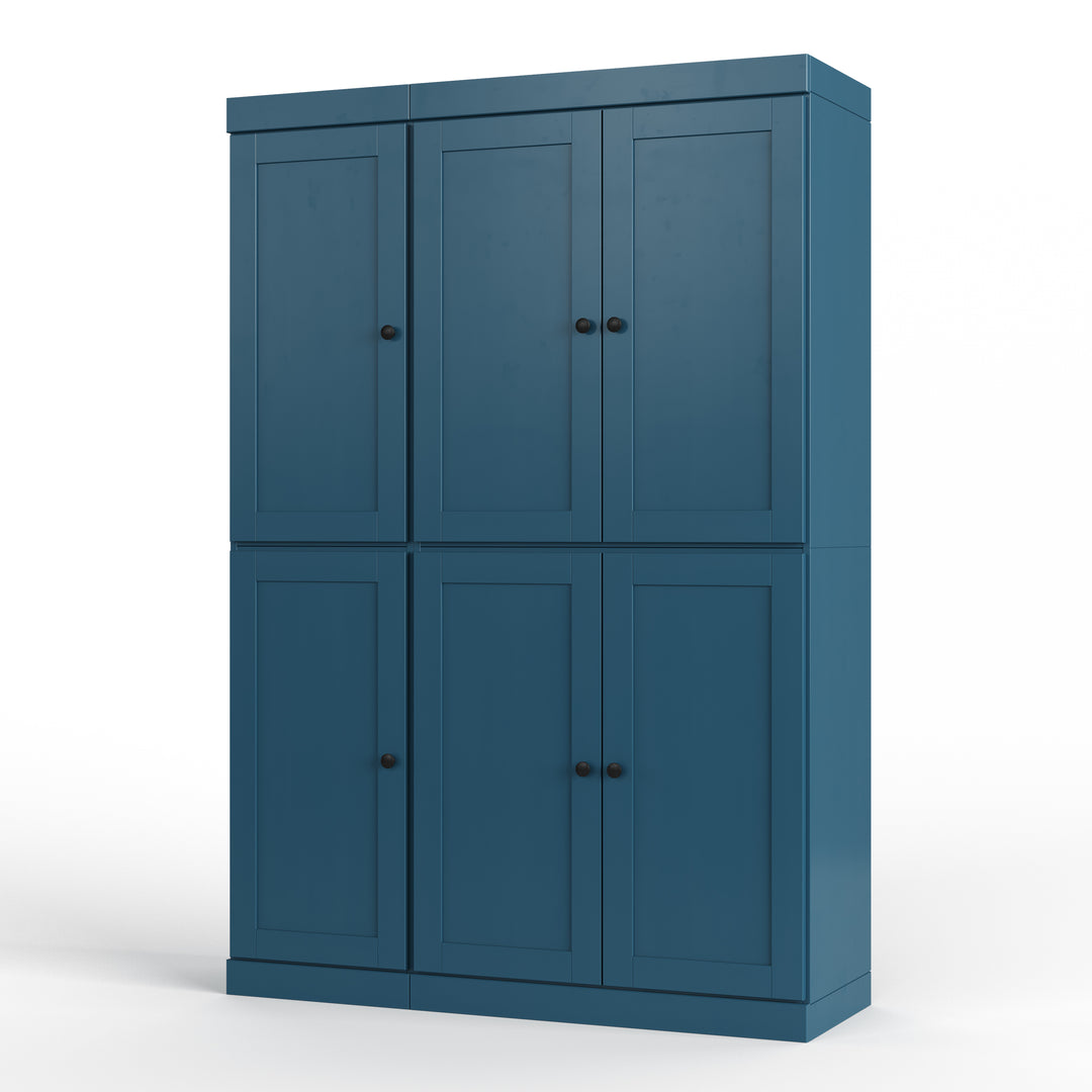 100% Solid Wood 48.5" Pantry Cabinet, Shaker Wood Doors, 2-Drawers