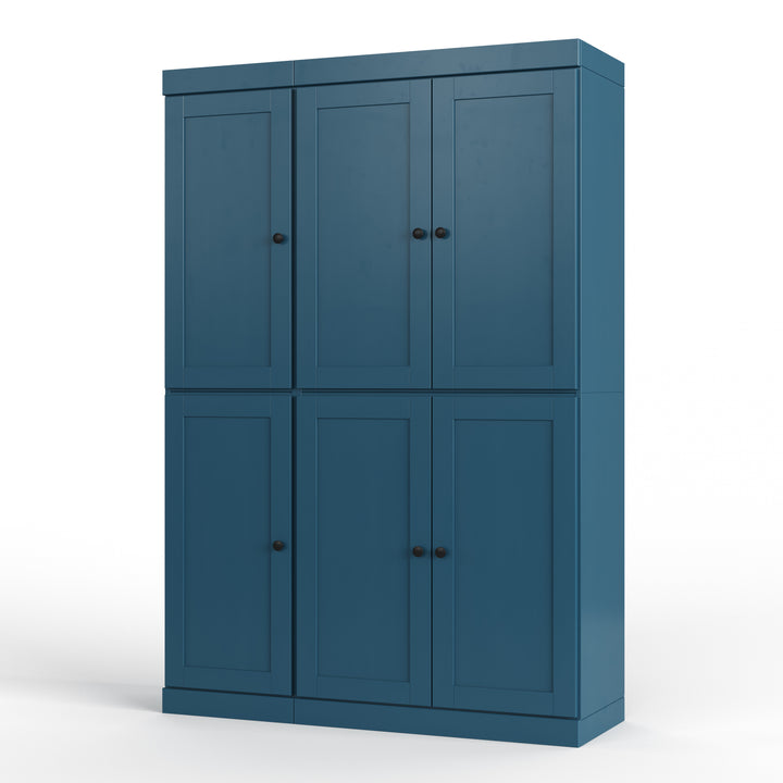 100% Solid Wood 48.5" Pantry Cabinet, Shaker Wood Doors, 2-Drawers