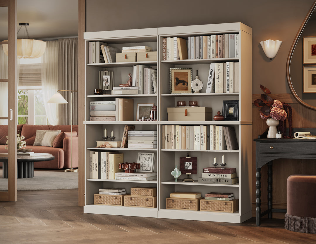 100% Solid Wood Tall Modular Bookcase Cabinet with 12 Adjustable Shelves, Open Display Storage Bookshelf, 64" W x 71.5" H