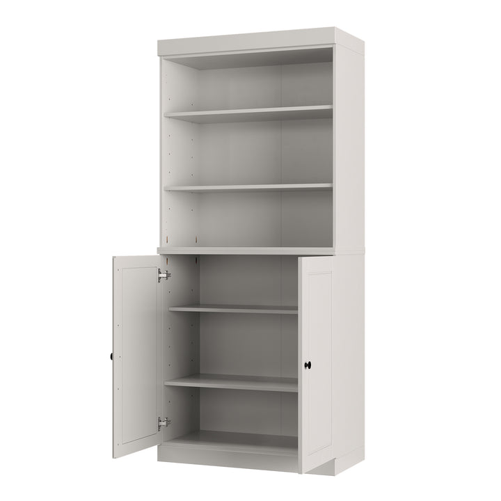 100% Solid Wood Tall Freestanding Modular Bathroom Linen Storage Cabinet with Open Shelf & Raised Panel Doors, Adjustable Shelves, 32" W x 71.5" H