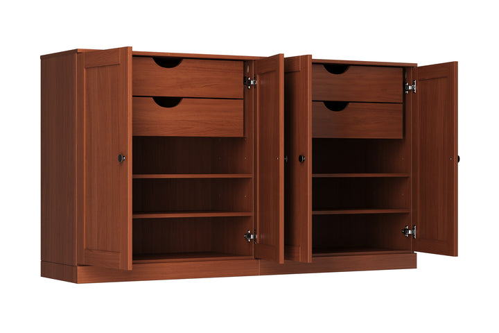 100% Solid Brazilian Pine Wood 64" Sideboard with Shaker Doors, 4-Drawers and Adjustable Shelves