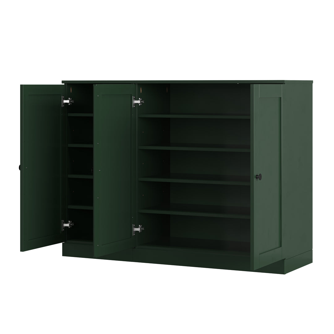 100% Solid Wood Shoe Storage Cabinet with Shaker Doors, Adjustable Shelves, Space Saving Modular Entryway Organizer, 48.5" W x 35.75" H