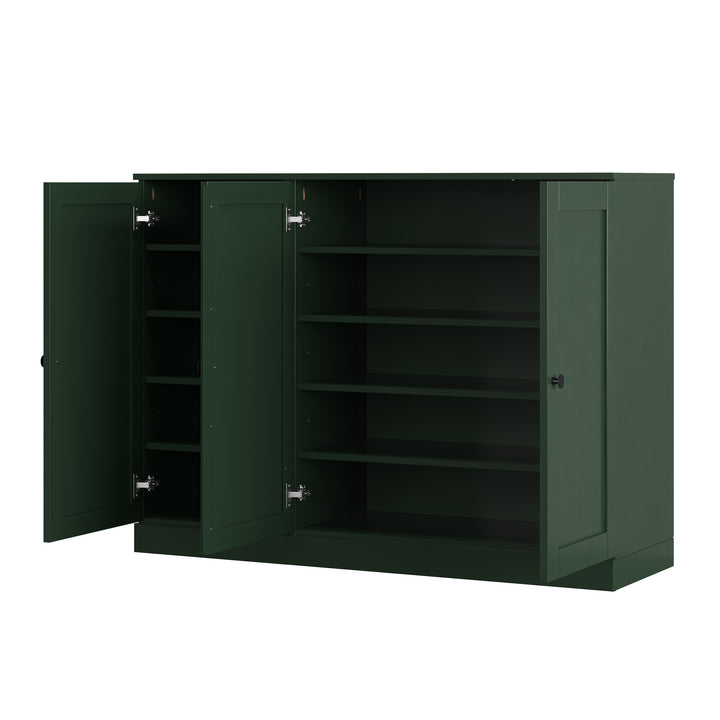 100% Solid Wood Shoe Storage Cabinet with Shaker Doors, Adjustable Shelves, Space Saving Modular Entryway Organizer, 48.5" W x 35.75" H