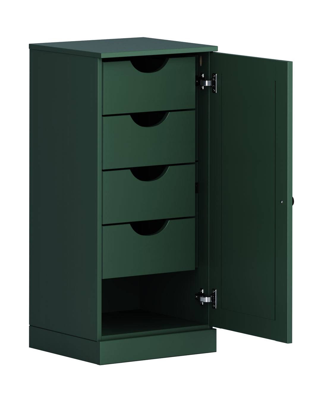 100% Solid Wood Bathroom Storage Cabinet, Shaker Door, 4 Drawers, Adjustable Shelves, 16.5" Wide, 35.75" Tall