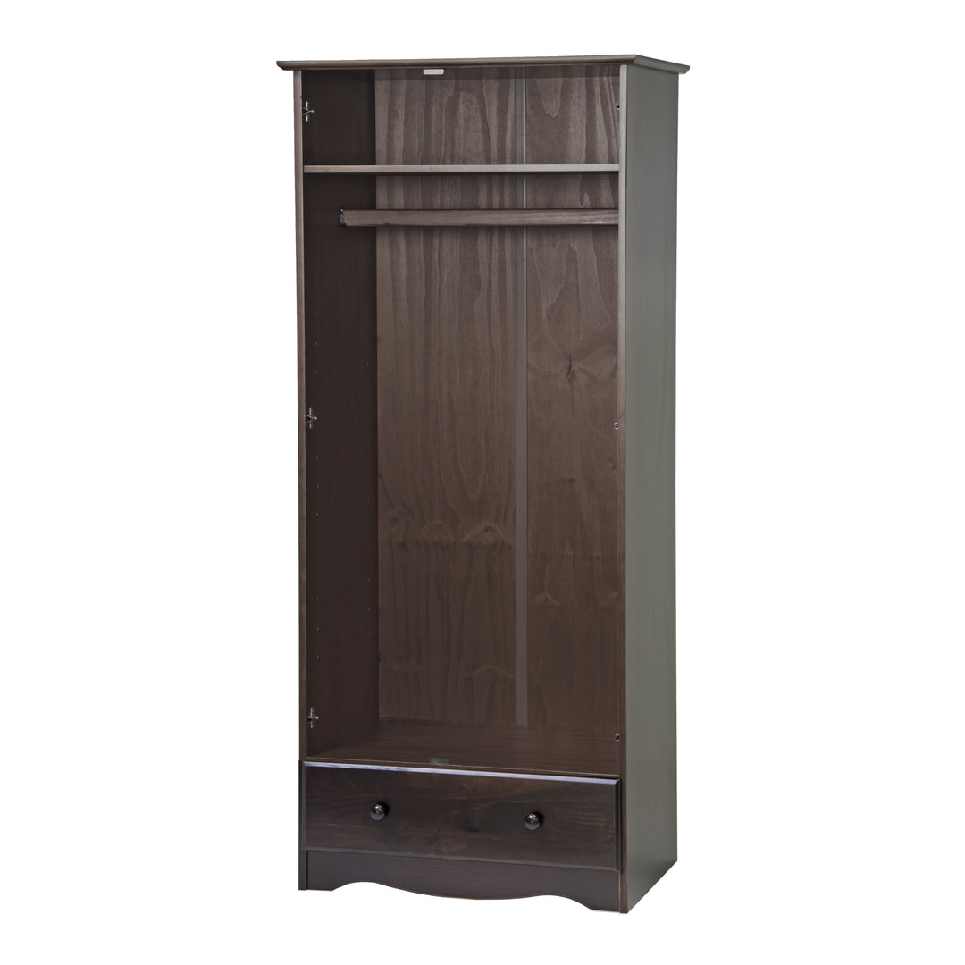 100% Solid Wood 2-Door Wardrobe Armoire with Raised Panel Doors, Bedroom Closet Storage - Flexible Collection with Metal Knobs