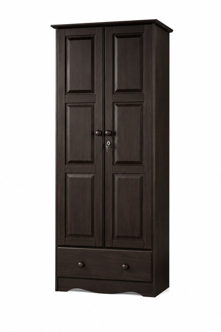 100% Solid Wood 2-Door Wardrobe Armoire with Raised Panel Doors, Bedroom Closet Storage - Flexible Collection