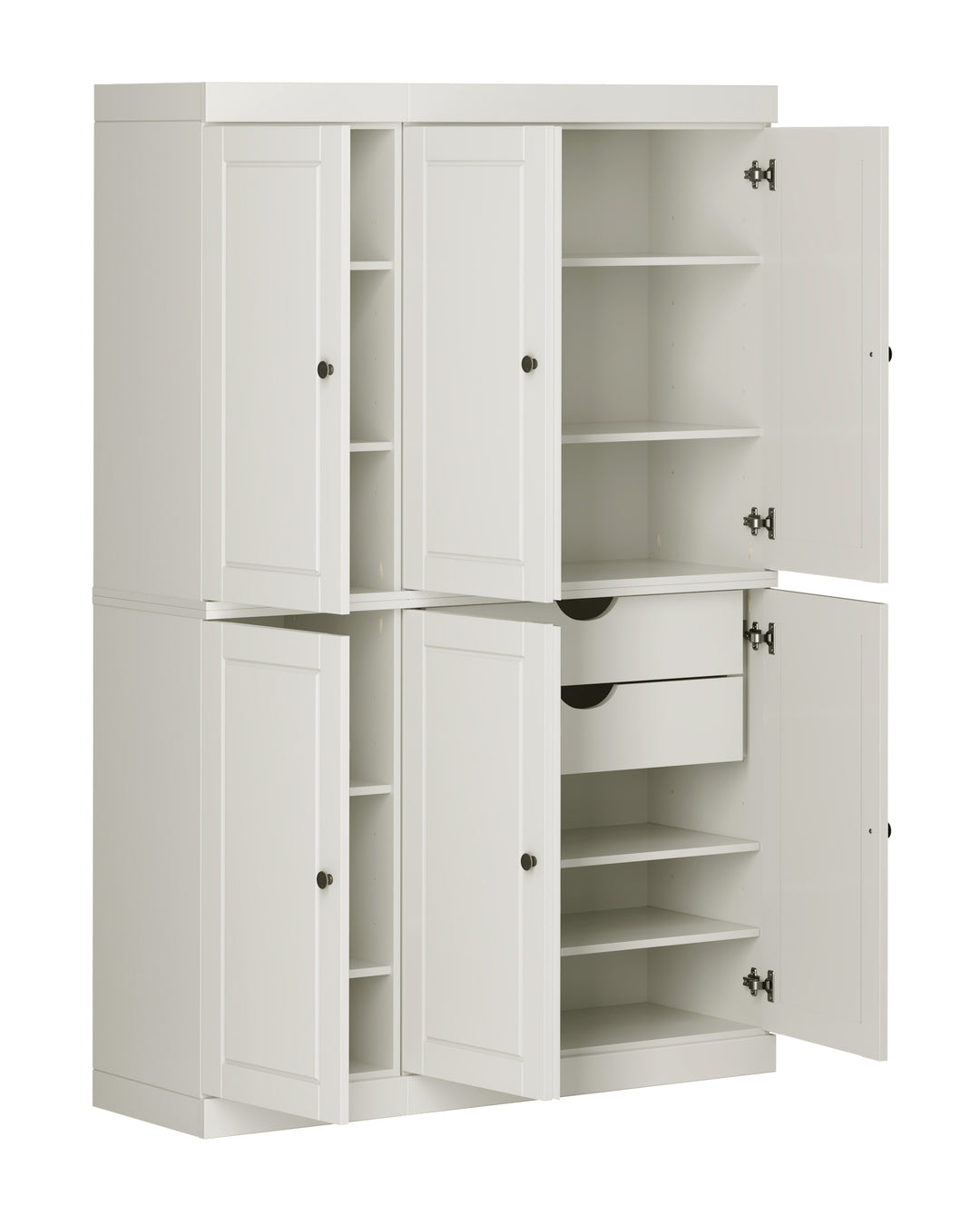 100% Solid Wood Kitchen Pantry Cabinet, Tall Freestanding Modular Storage with Raised Panel Doors & 2 Drawers, Adjustable Shelves, 48.5" W x 71.5" H
