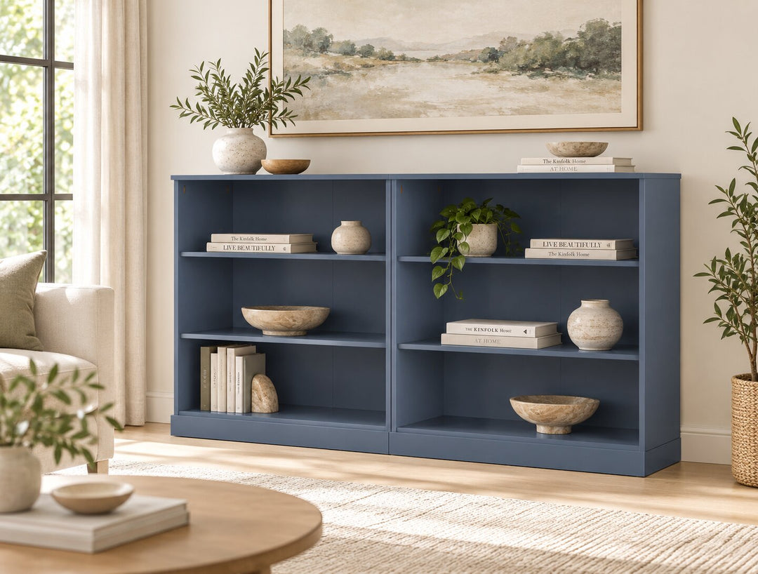 100% Solid Wood Freestanding Modular 6-Shelf Bookcase Cabinet with Open Adjustable Shelves, Display Storage Bookshelf, 64" W x 35.75" H