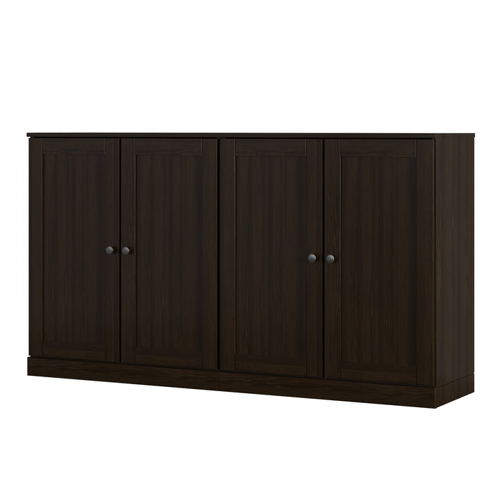 100% Solid Wood Sideboard Buffet with Shaker Doors, Credenza Server for Dining Room Storage, Adjustable Shelves, 64" W x 35.75" H