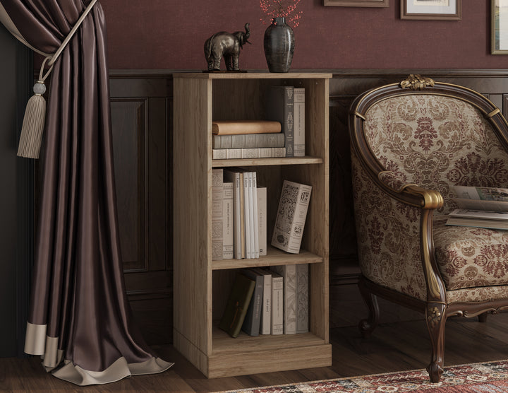 Premium 100% Solid European Oak Hardwood 3-Shelf Modular Bookcase – 16" Wide, 35.75" Tall