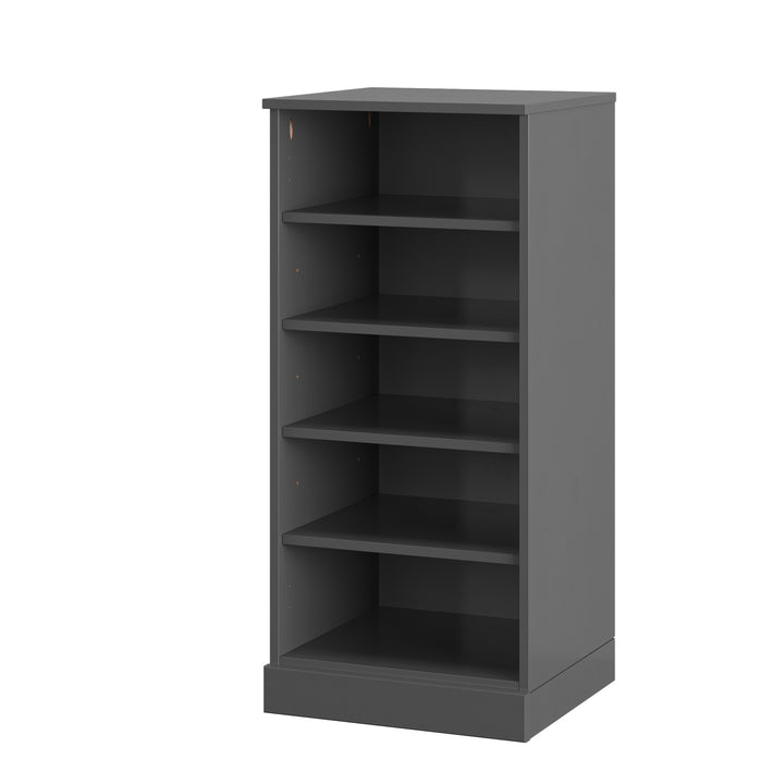 100% Solid Wood Narrow Open Shoe Storage Cabinet with Adjustable Shelves, Space Saving Stackable Organizer, 16.5" W x 35.75" H