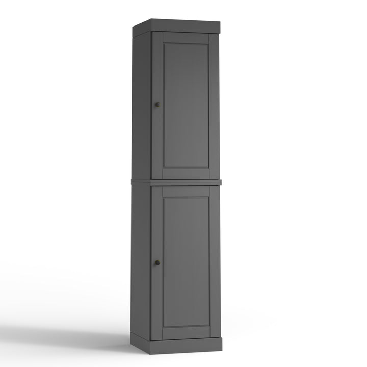 100% Solid Wood Bathroom Storage Cabinet, Raised Panel Doors, 4 Drawers, Adjustable Shelves, 16.5" Wide, 71.5" Tall