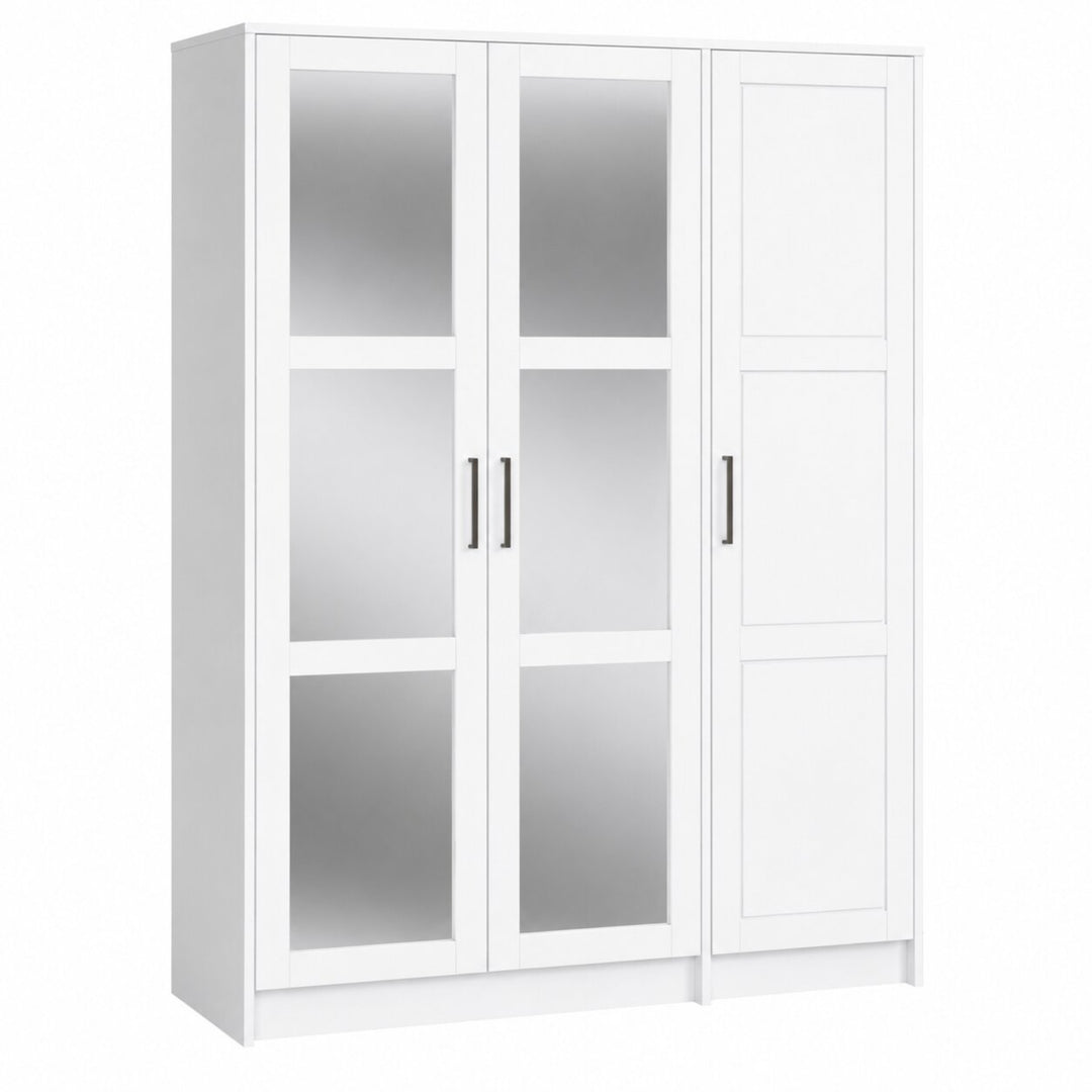 100% Solid Wood 3-Door Wardrobe Armoire with Mirrored Doors, Bedroom Closet Storage - Urban Collection