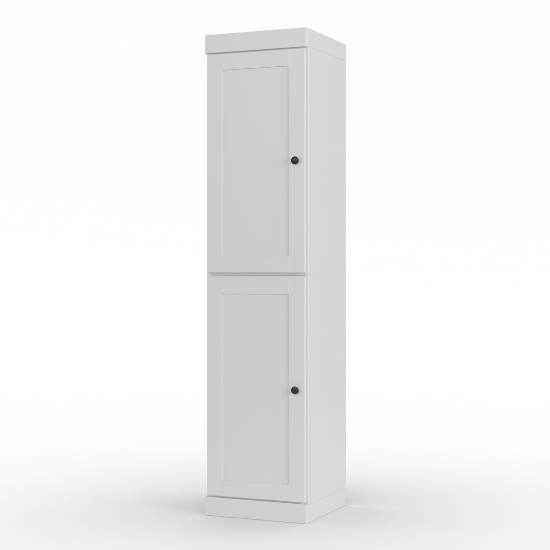 100% Solid Wood Bathroom Storage Cabinet, Shaker Doors, 2 Drawers, Adjustable Shelves, 16.5" Wide, 71.5" Tall