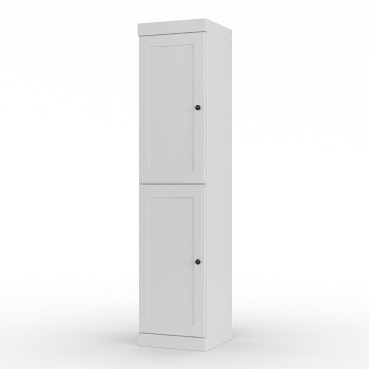 100% Solid Wood Bathroom Storage Cabinet, Shaker Doors, 2 Drawers, Adjustable Shelves, 16.5" Wide, 71.5" Tall