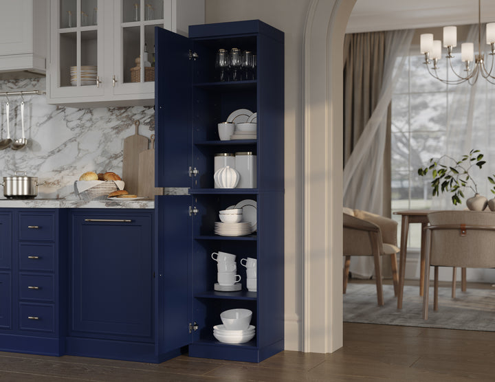 100% Solid Wood 16.5" Pantry Cabinet, 2 Raised Panel Wood Doors