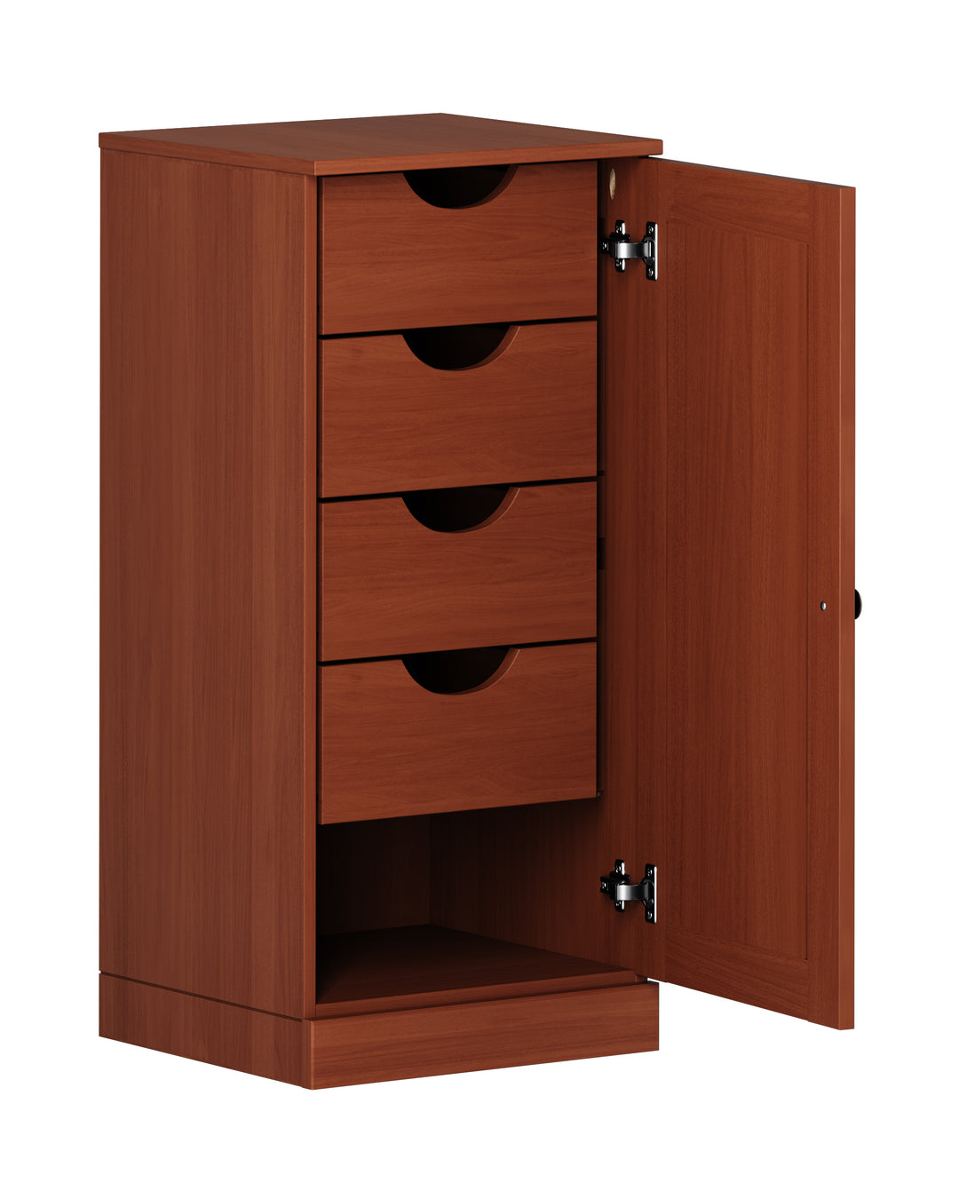 100% Solid Wood Bathroom Storage Cabinet, Raised Panel Door, 4 Drawers, Adjustable Shelves, 16.5" Wide, 35.75" Tall