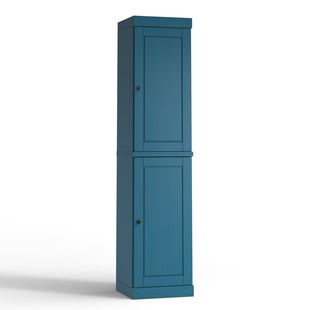 100% Solid Wood Bathroom Storage Cabinet, Raised Panel Doors, 4 Drawers, Adjustable Shelves, 16.5" Wide, 71.5" Tall