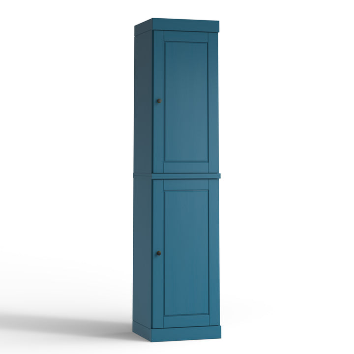 100% Solid Wood Bathroom Storage Cabinet, Raised Panel Doors, 4 Drawers, Adjustable Shelves, 16.5" Wide, 71.5" Tall