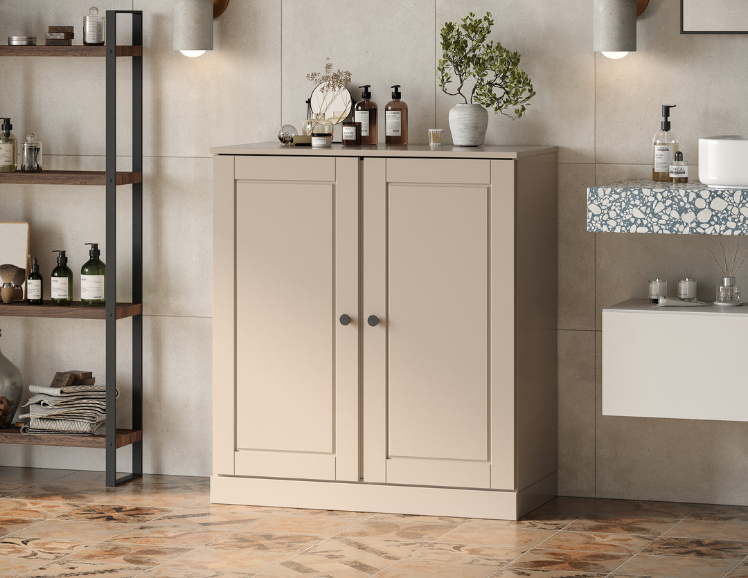 100% Solid Wood 32" Bathroom Cabinet with Raised Panel Wood Doors