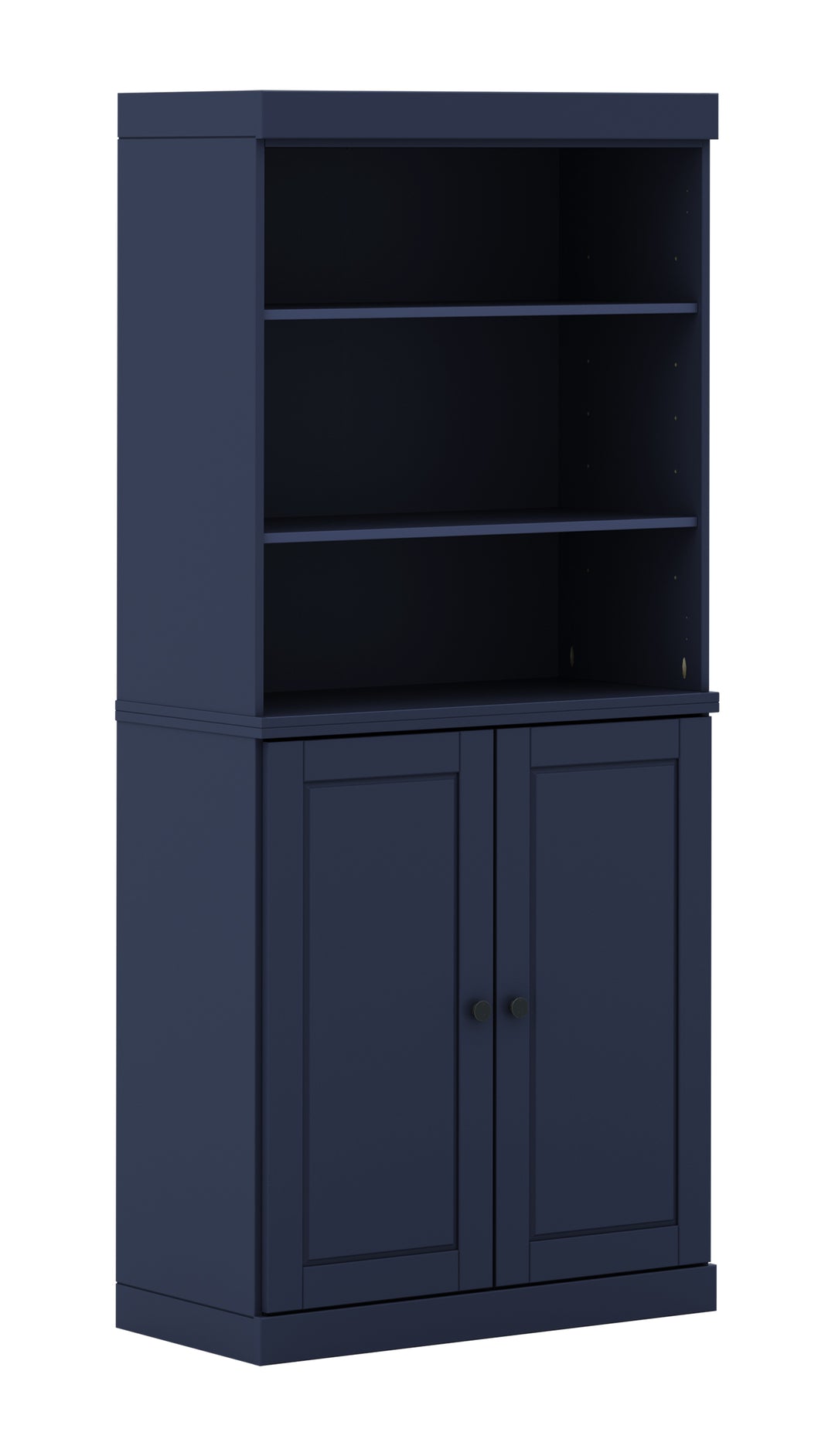 100% Solid Wood 6-Shelf 32" Bookcase, 2 Raised Panel Wood Doors, Adjustable Shelves