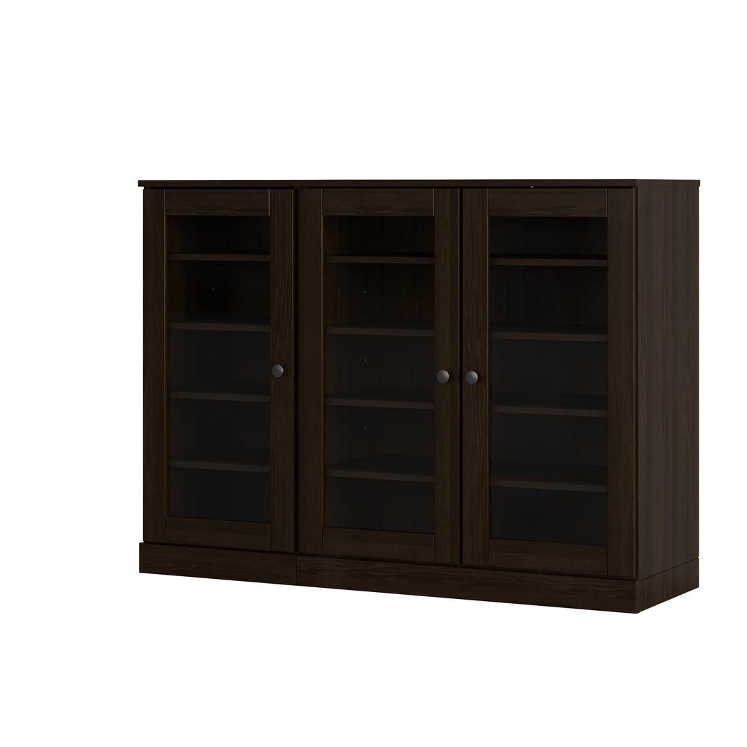 100% Solid Wood Glass Door Shoe Storage Cabinet, Adjustable Shelves, Space Saving Modular Entryway Organizer, 48.5" W x 35.75" H