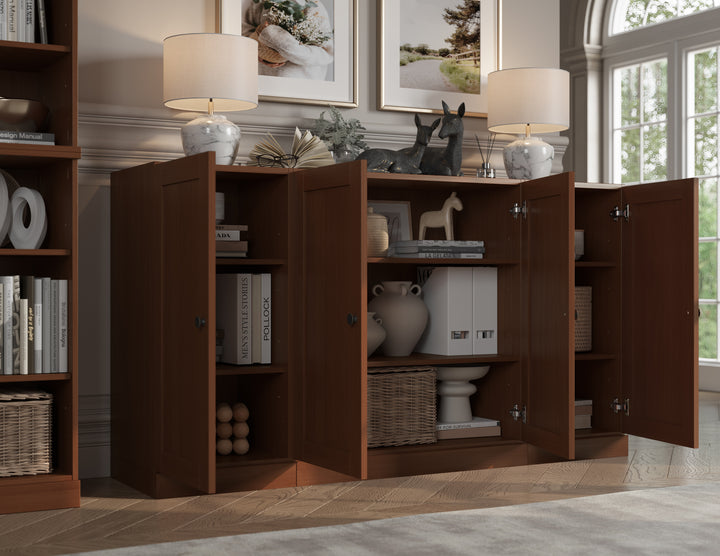 100% Solid Brazilian Pine Wood Sideboard, Shaker Doors, Adjustable Shelves, 65" Wide, 35.75" Tall