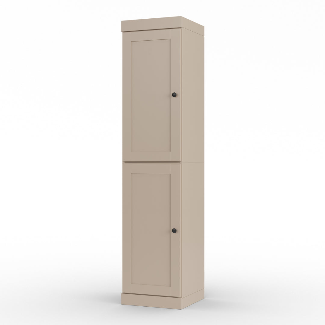 100% Solid Wood Bathroom Storage Cabinet, Shaker Doors, 2 Drawers, Adjustable Shelves, 16.5" Wide, 71.5" Tall