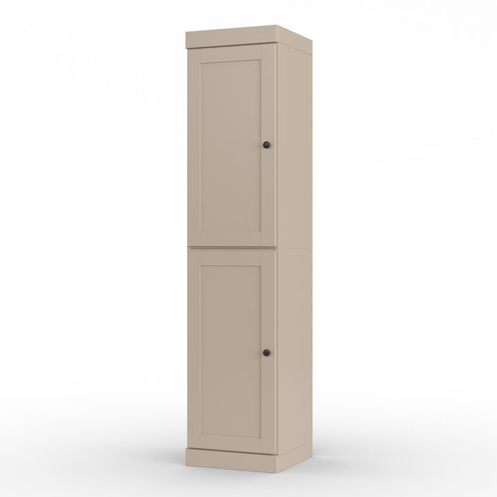 100% Solid Wood Bathroom Storage Cabinet, Shaker Doors, 2 Drawers, Adjustable Shelves, 16.5" Wide, 71.5" Tall
