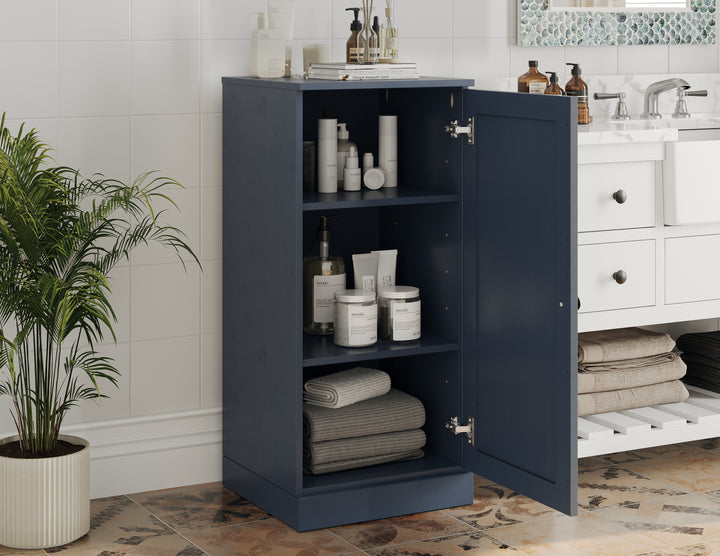 100% Solid Wood 16.5" Small Bathroom Cabinet, Shaker Wood Door, Adjustable Shelves