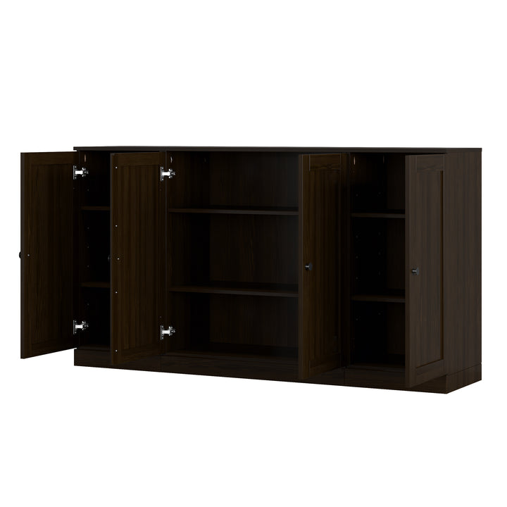 100% Solid Wood Sideboard Buffet with Shaker Doors, Credenza Server for Dining Room Storage, Adjustable Shelves, 65" W x 35.75" H