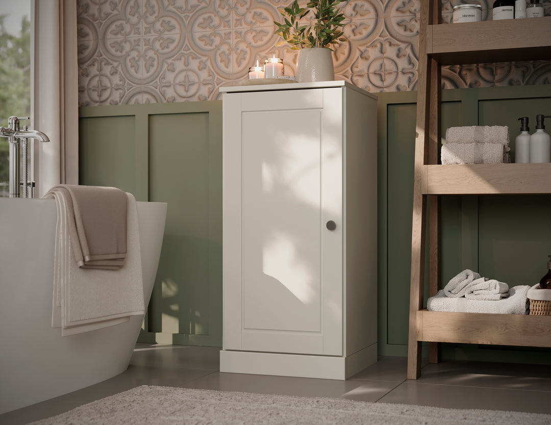 100% Solid Wood Bathroom Linen Storage Cabinet with Door, Bathroom Storage Cabinet with Adjustable Shelves, 16.5" W x 35.75" H