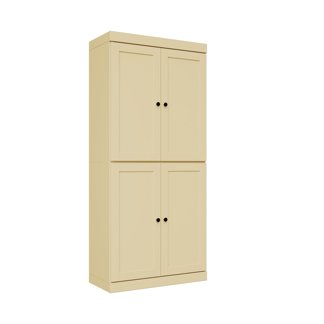 100% Solid Wood 6-Shelf 32" Bookcase, Shaker Wood Doors, Adjustable Shelves